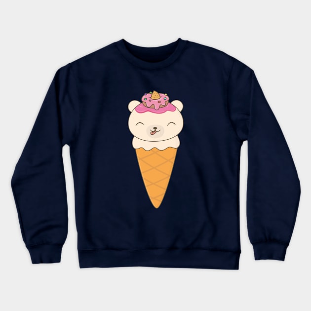 Kawaii Cute Bear Ice Cream Cone T-Shirt Crewneck Sweatshirt by happinessinatee